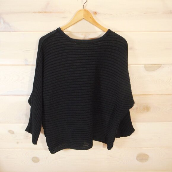 Free People FP Beach Size S Imogene Oversized Ribbed Knit Sweater Black Pullover - Picture 3 of 12